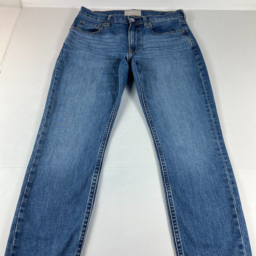 Everlane Jeans Women's 28 Ankle Mid Rise Skinny Blue Fade Whiskers Stretch Denim